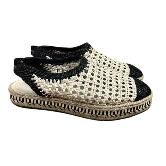 Tory Burch Dandy Woven Leather Slingback Espadrille Sandals Beach Resort Size 8 - Picture 1 of 9